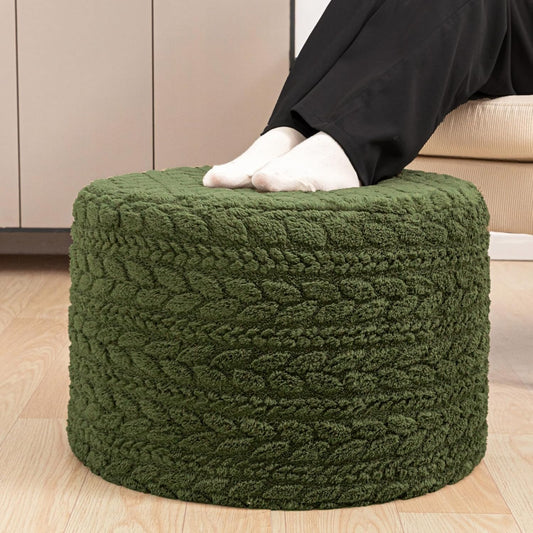 Round Pouf Ottoman 20 X 20 X 14 Inches Boho Poof Home Decor Floor Pouffe Ottoman Foot Rest for Couch Sofa Bean Bag Chairs Living Room Bedroom (Green)