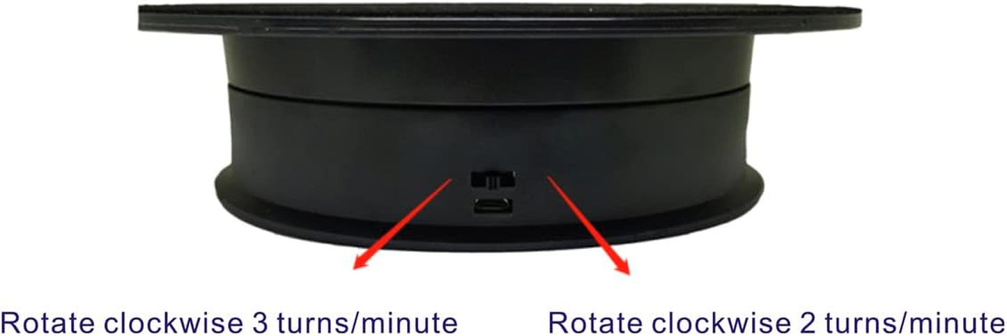 Motorized Rotating Display Stand, 8 In/Load 6.6 Lbs Electric Turntable, 360 Degree Adjustable Speed Revolving Base for Photography, Jewelry, 3D Models, Battery/Usb Power Supply (Black,Mirror Cover)