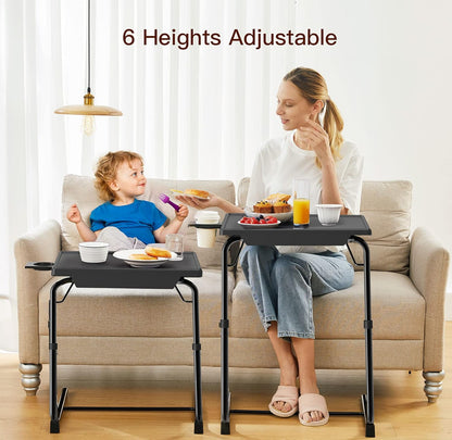 Adjustable TV Tray Set of 2 - TV Dinner Tray on Bed & Sofa, Comfortable TV Tray Table with 6 Height & 3 Tilt Angle Adjustments (2 Pack)