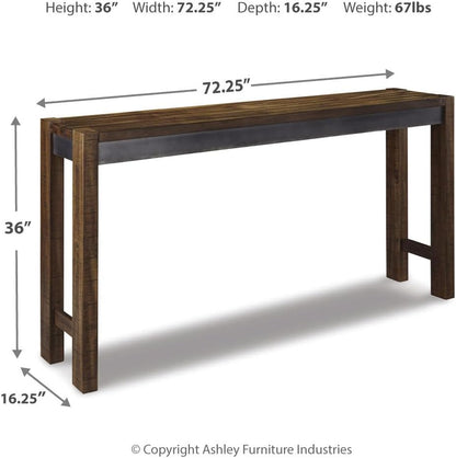 Signature Design by  Torjin Long Counter Height Table, Seats up to 3, Wood, 72.13" W X 16" D X 36" H, 2-Tone Brown