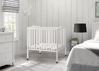 Folding Portable Mini Baby Crib with 1.5-Inch Mattress - Greenguard Gold Certified, White