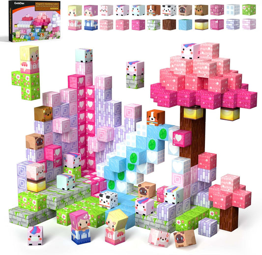 Magnetic Blocks Kid Building Toys for 3+ Years Old Girls, STEM Sensory Gifts for Princess, Kids Magnets Build Magwonder World Game for Toddler