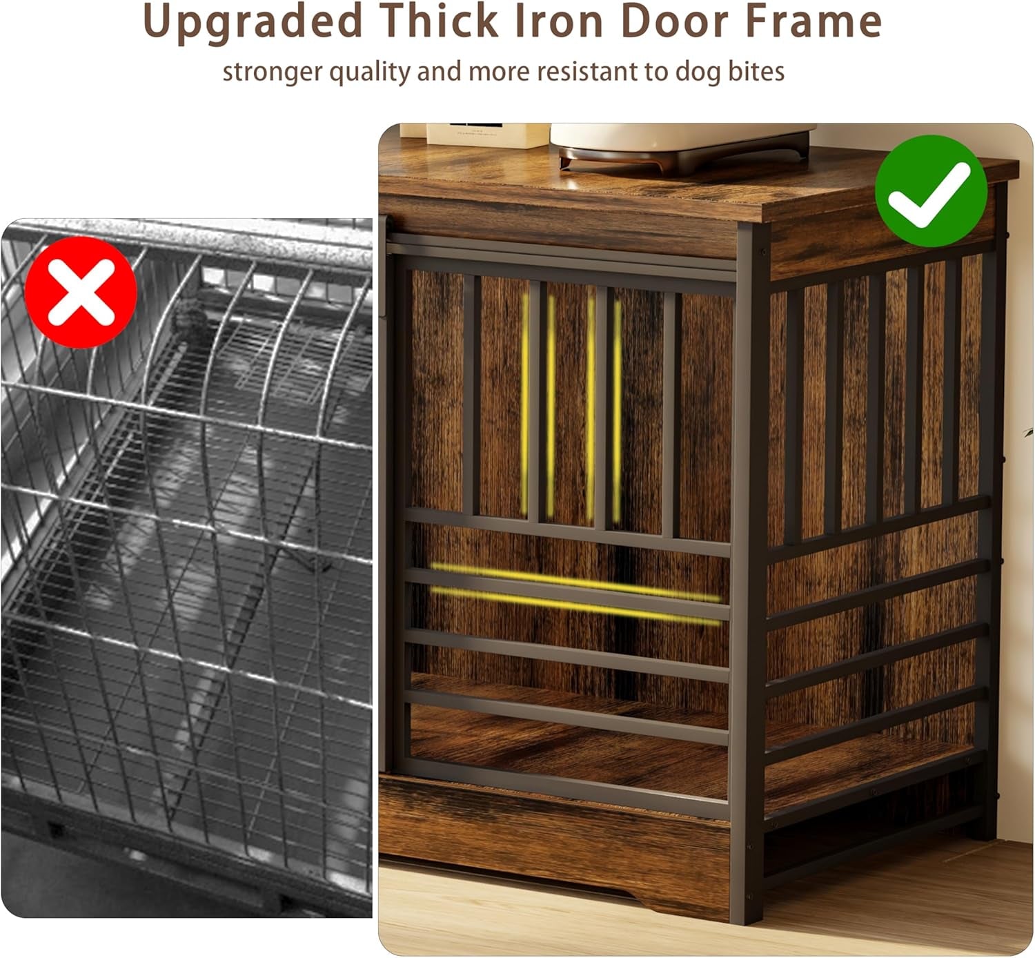 78 Inch Double Dog Crate Furniture, Extra Large Dog Kennel Indoor with Divider, Heavy Duty Dog Cage for 2 Dogs, Decorative Wooden Dog House Decorative Table TV Stand, Pet House for Xlarge Dogs,Brown