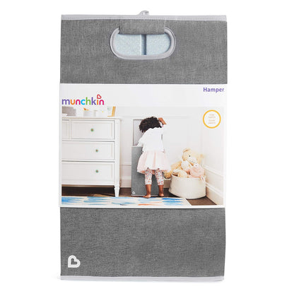 Grey collapsible kids laundry hamper with lid, view 6