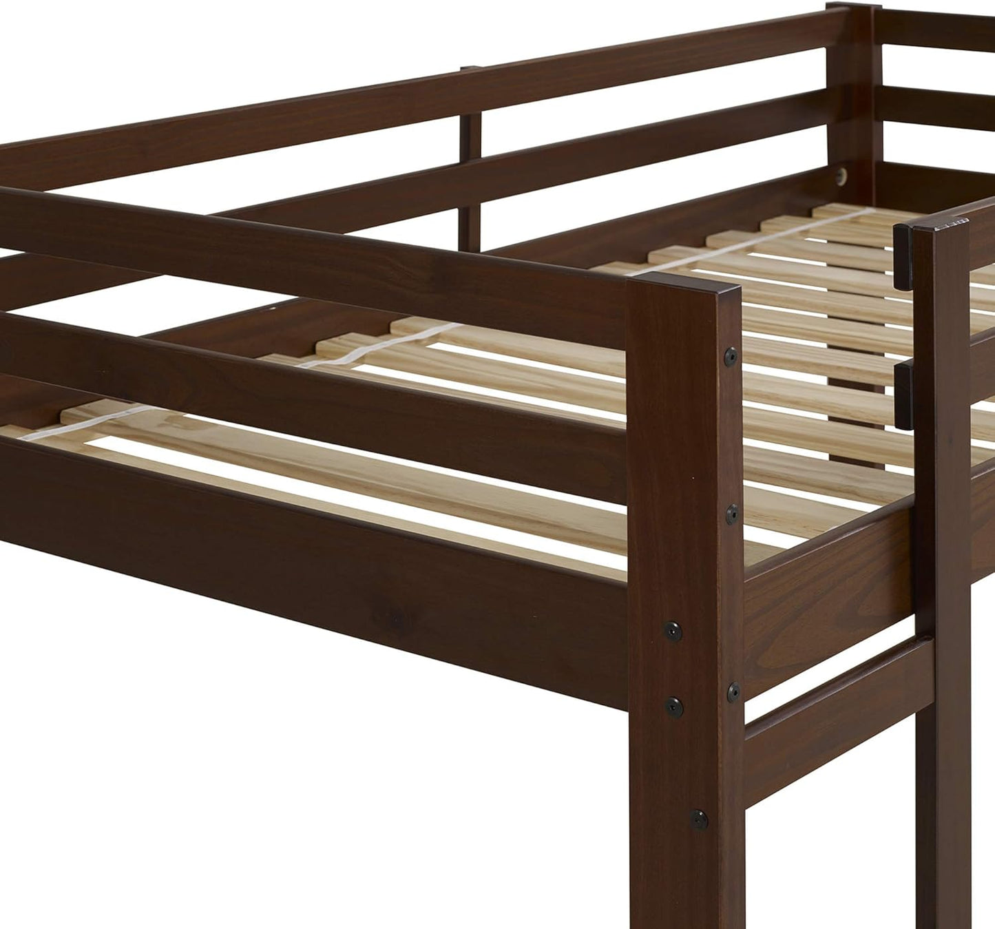 Alexander Classic Solid Wood Stackable Jr Twin over Twin Bunk Bed, Twin over Twin, Walnut