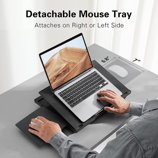 Adjustable Lap Desk - with 6 Adjustable Angles, Detachable Mouse Pad, & Dual Cushions Laptop Stand for Car Laptop Desk, Work Table, Lap Writing Board & Drawing Desk on Sofa or Bed by