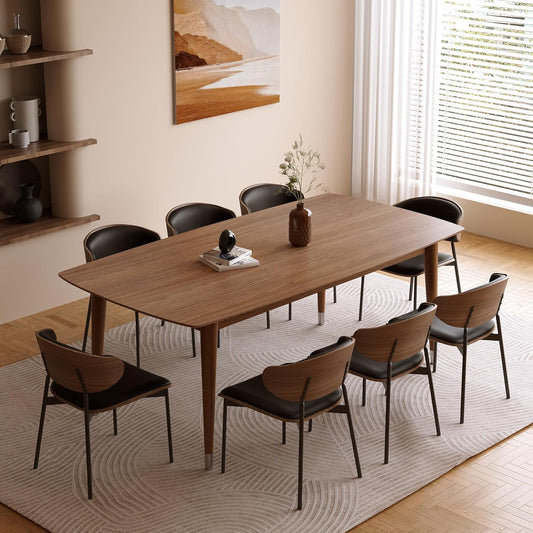 Mid-Century Modern 62.9" Dining Table, Multi-Purpose for Kitchen Meals, Home Office Work, Living Room Breakfast Nook & Patio Gatherings, Elegant Dinner Table for Dining Room Use, Walnut