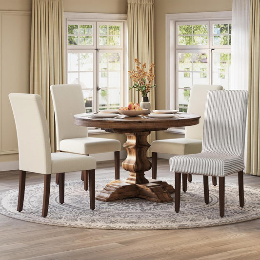 Dining Chairs, Parsons Chairs with Removable Fabric Cover, High Back, for Dining Room Kitchen, Set of 4, Thick Seat, 22.8 X 18.9 X 39.4 Inches, Cream White UKDC152W14