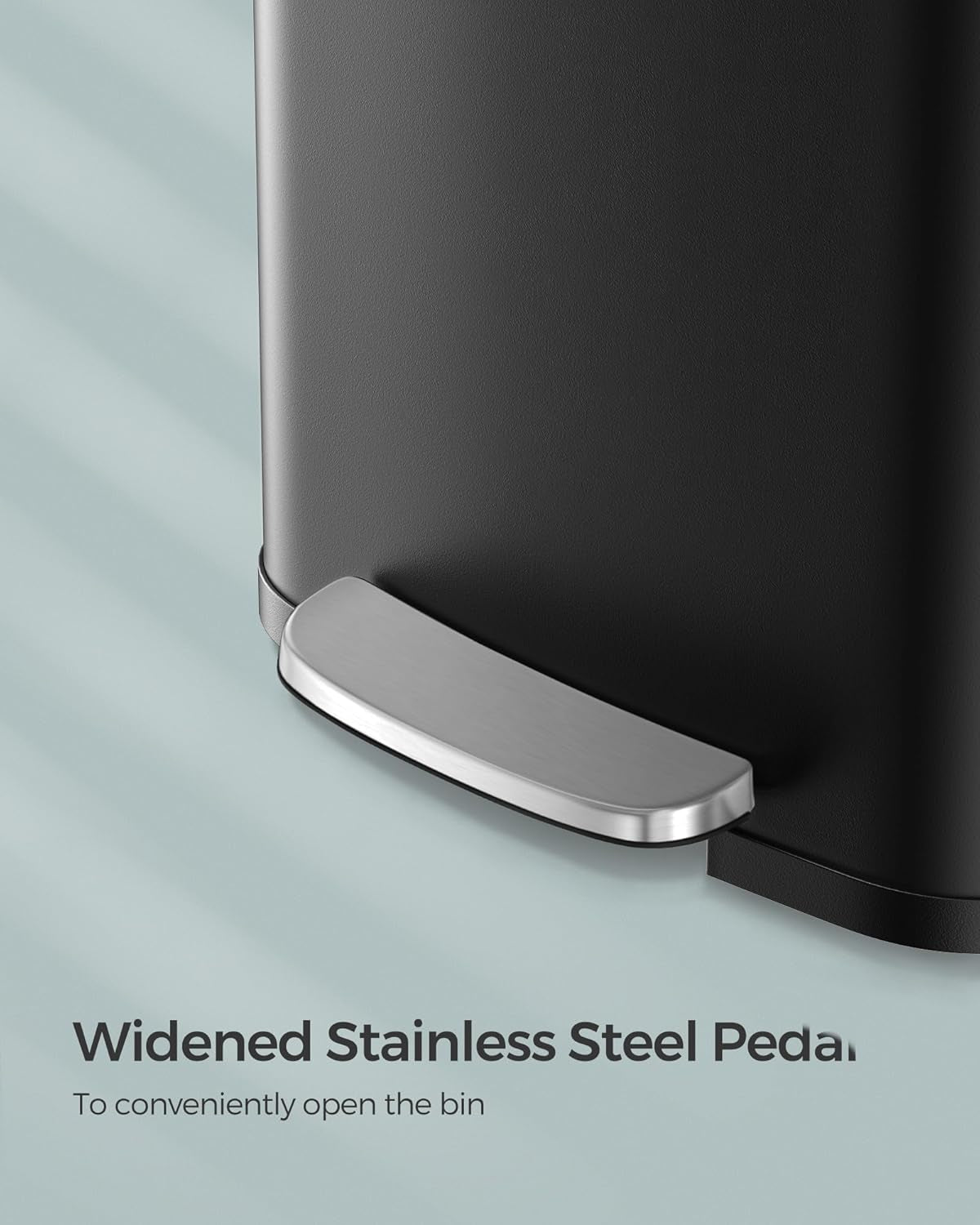 Kitchen Trash Can, 13 Gallon (50 L) Stainless Steel Garbage Can, with Stay-Open Lid and Step-On Pedal, Soft Closure, Tall, Large and Space-Saving, Black ULTB530B50