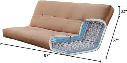 Washington Queen Size Futon Frame with Storage Drawers - Wood Futon Frame with Mattress Included in Suede Black Color