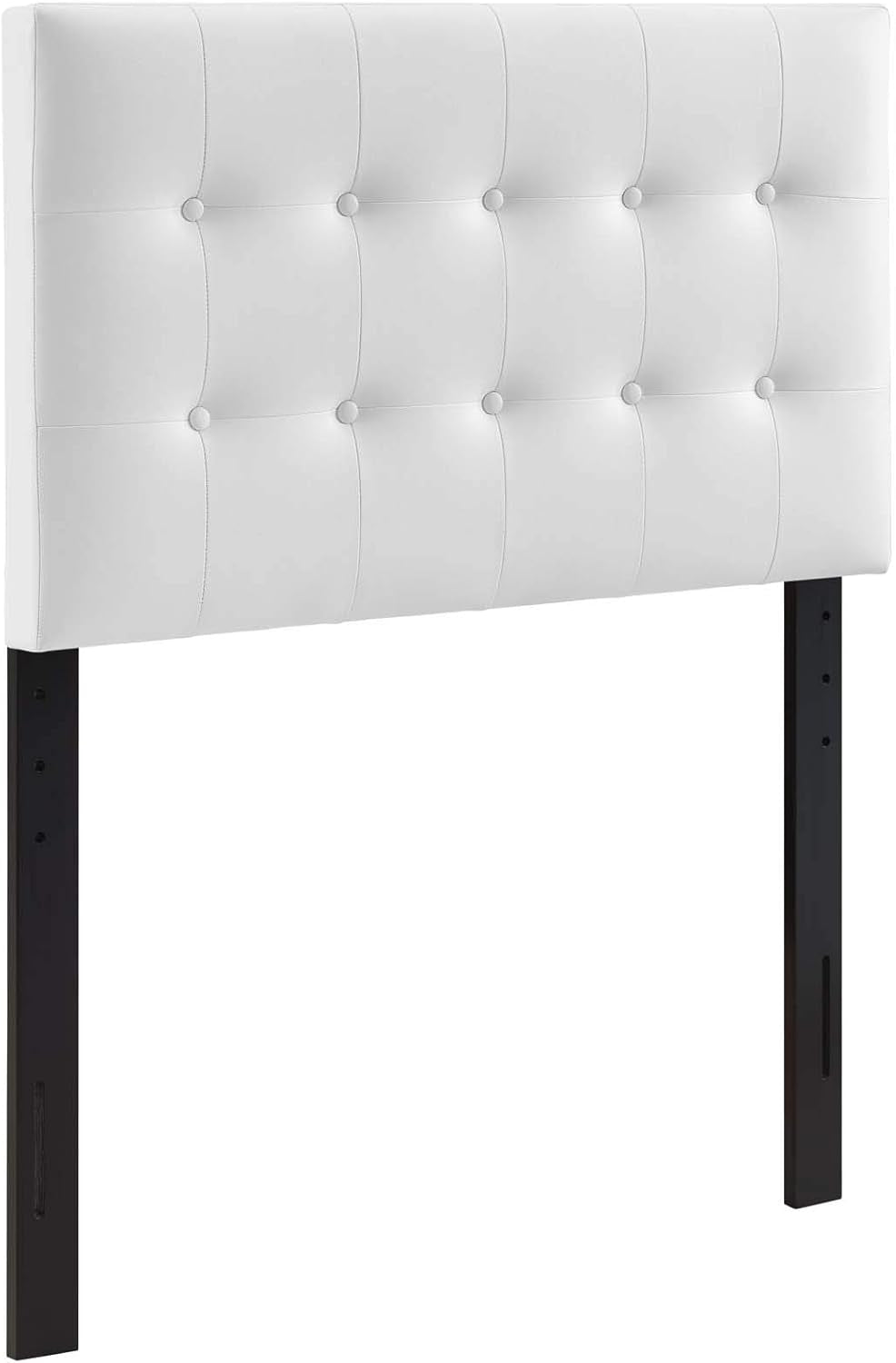 Emily Tufted Button Faux Leather Upholstered Twin Headboard in White