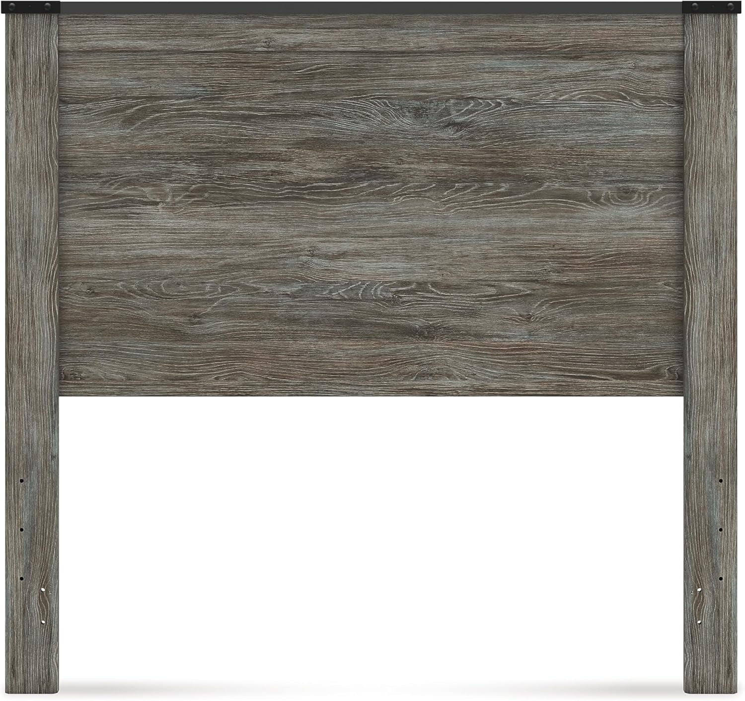 Signature Design by Ashley Frandern Rustic Panel Headboard with Nailhead, Full, Gray