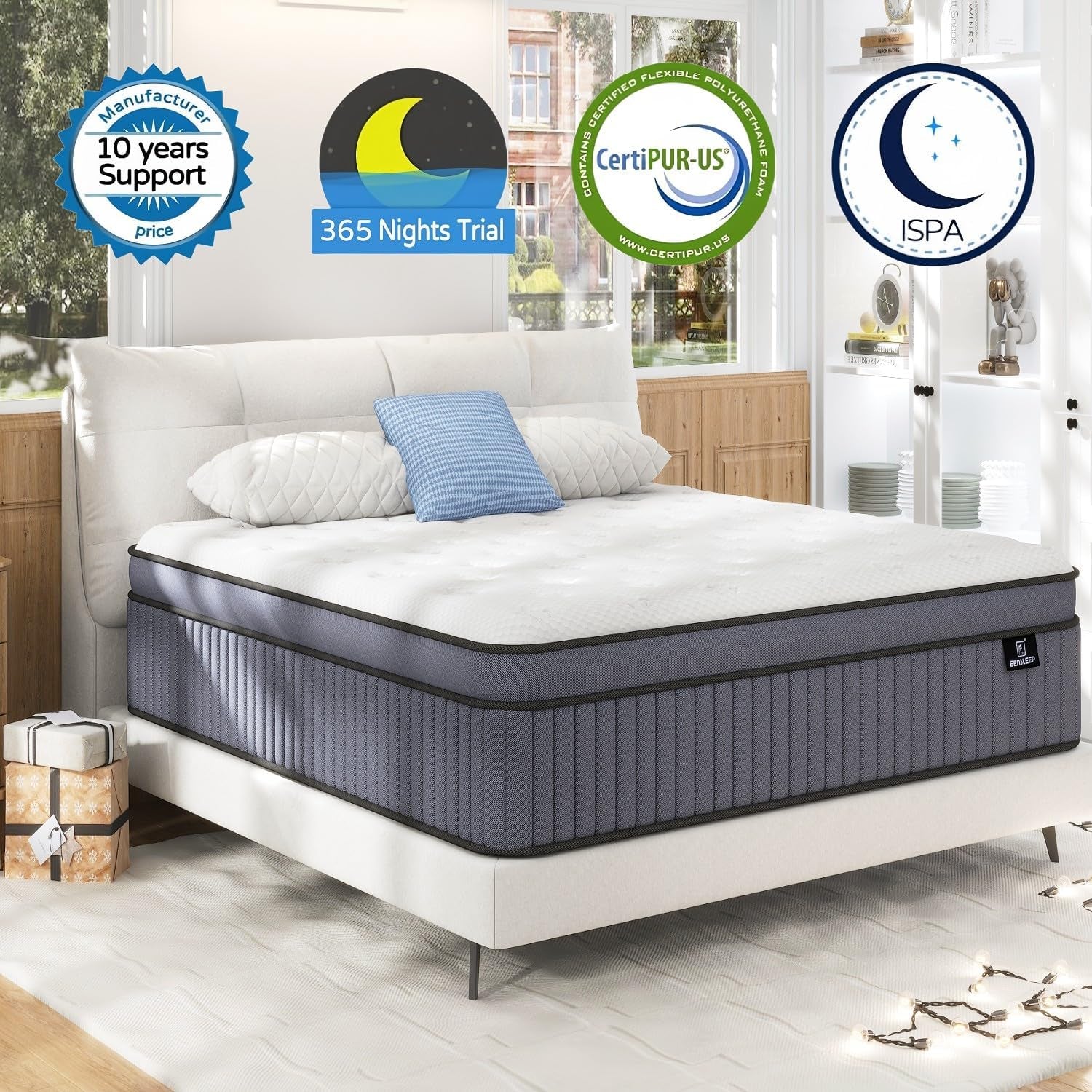 14 Inch Medium Firm King Size Mattress [Upgraded] King Hybrid Mattresses in a Box with Gel Memory Foam & Pocket Springs, Strong Edge Support,Pressure Relief,Certipur-Us,365-Night Trial