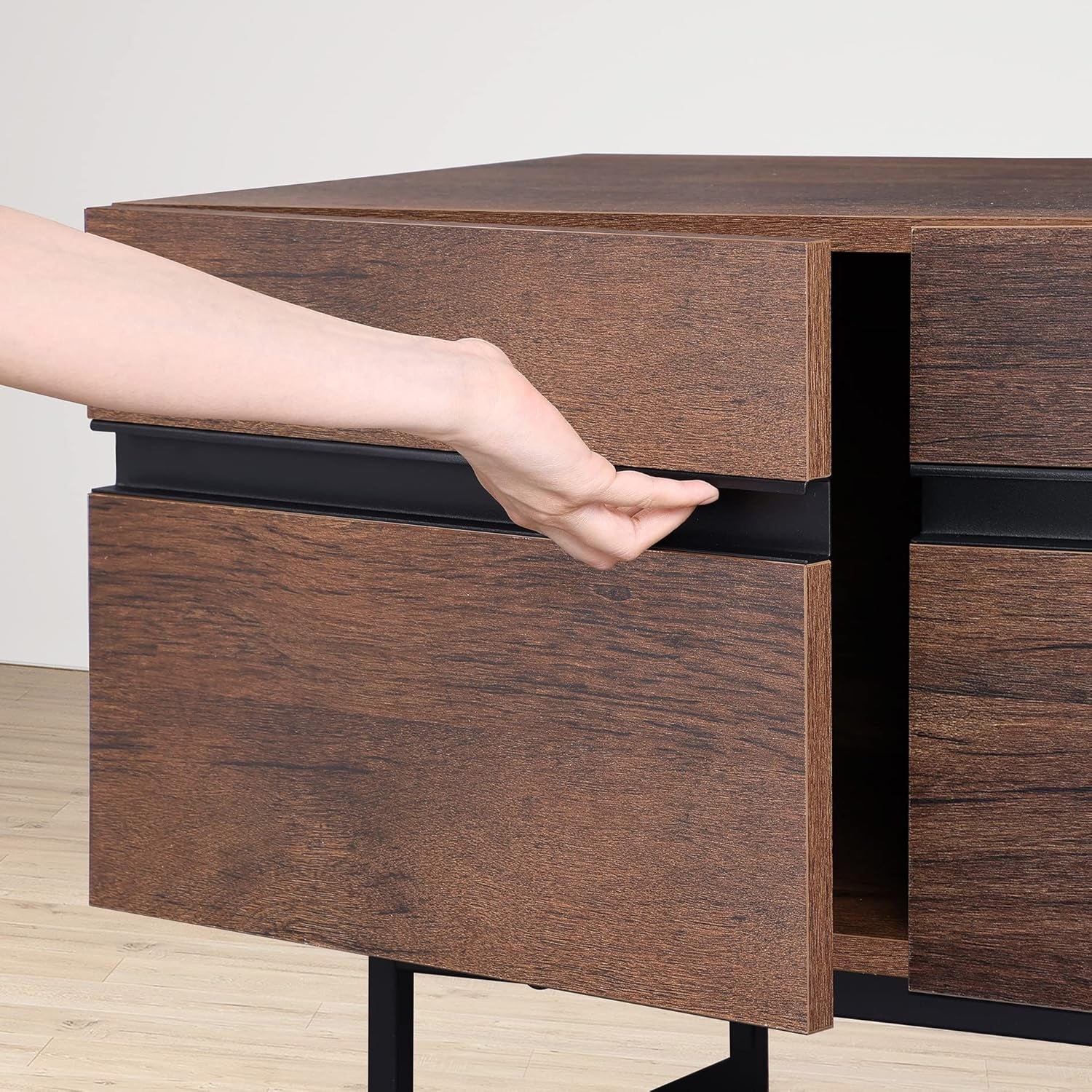 Modern TV Console for Living Room, 2 in 1 Wooden TV Stand with Storage for 100 Inch TV, TV Entertainment Center with Adjustable Cabinet Doors for Bedroom,Game Room,Brown