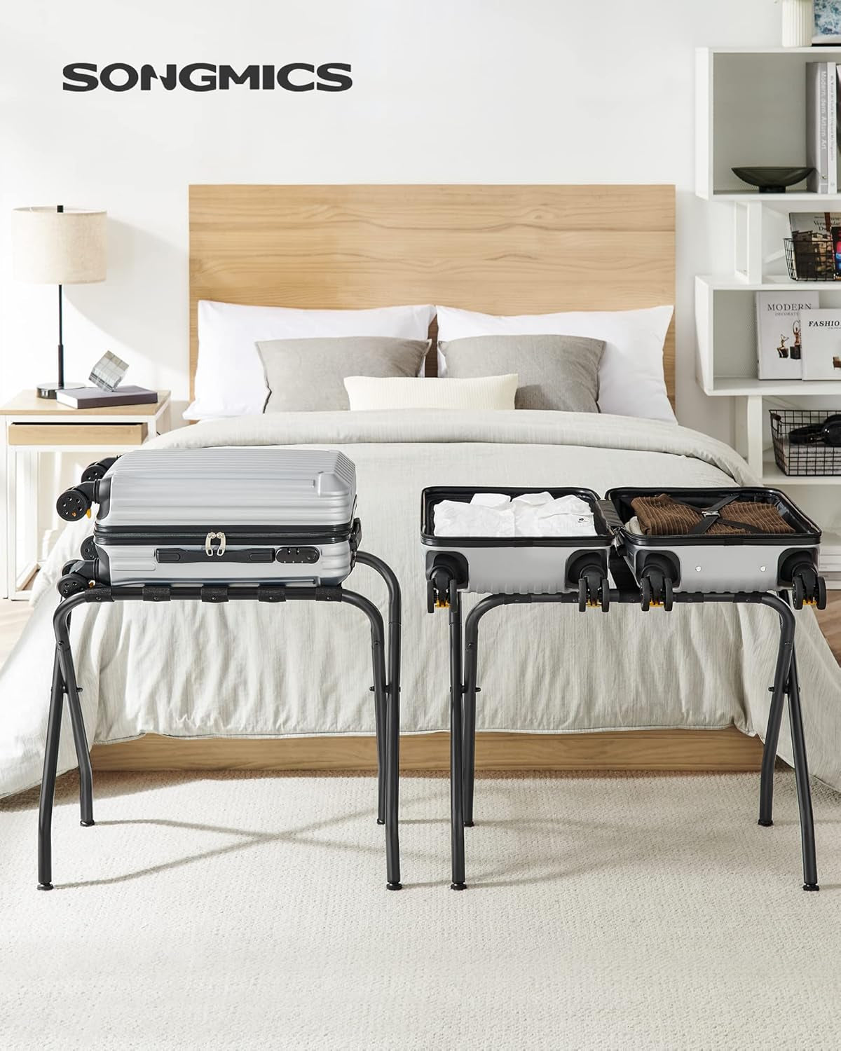Luggage Rack, Pack of 2, Luggage Racks for Guest Room, Suitcase Stand, Steel Frame, Foldable, for Bedroom, Black URLR64B-2