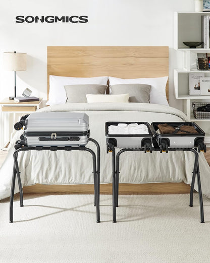 Luggage Rack, Pack of 2, Luggage Racks for Guest Room, Suitcase Stand, Steel Frame, Foldable, for Bedroom, Black URLR64B-2