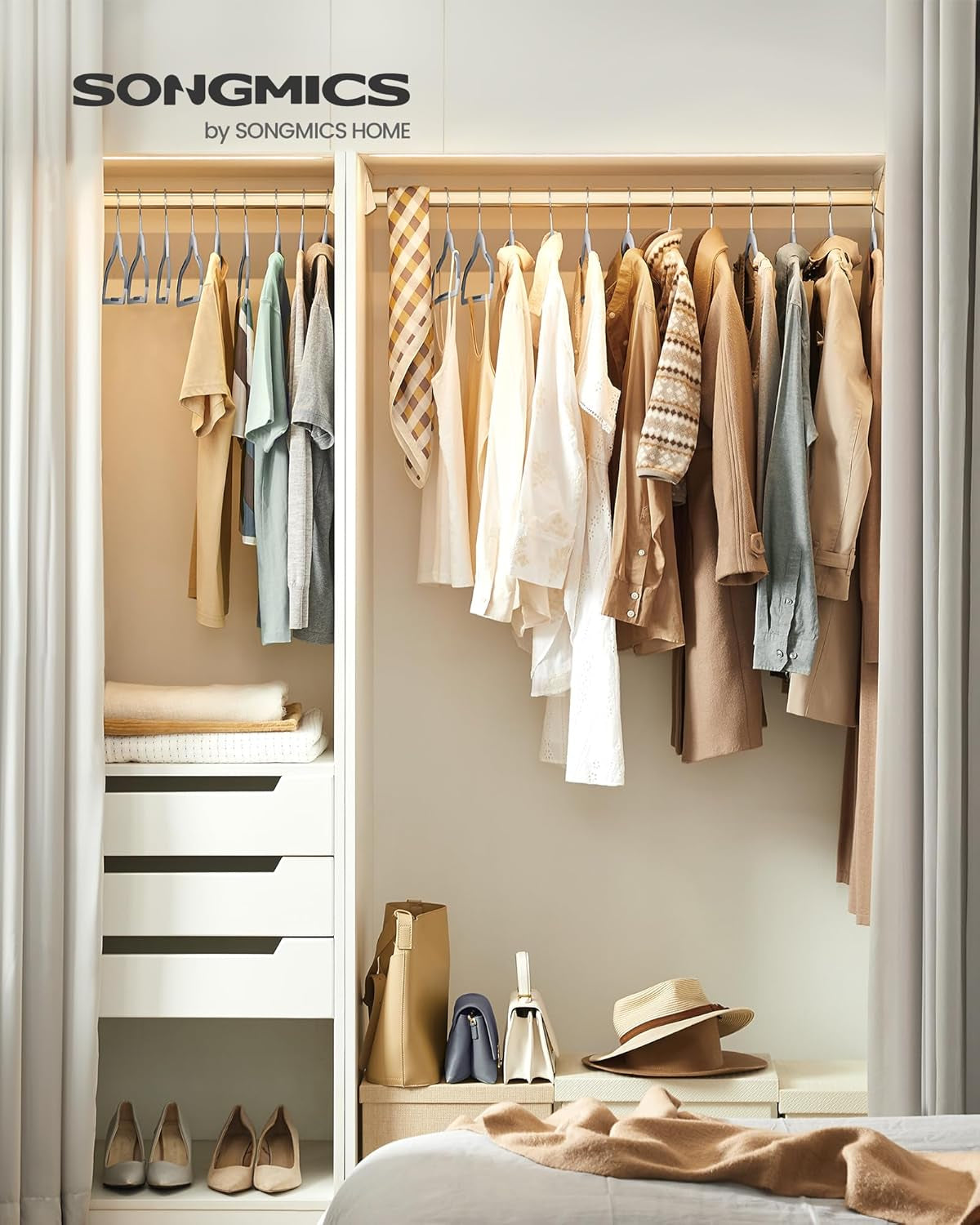 Clothes Hangers, Pack of 50 Plastic Coat Hangers, Space-Saving, Light Gray and Dark Gray UCRF50G