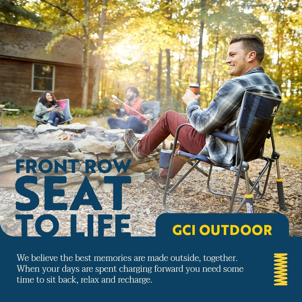 Freestyle Rocker Outdoor Rocking Chair with Beverage Holder