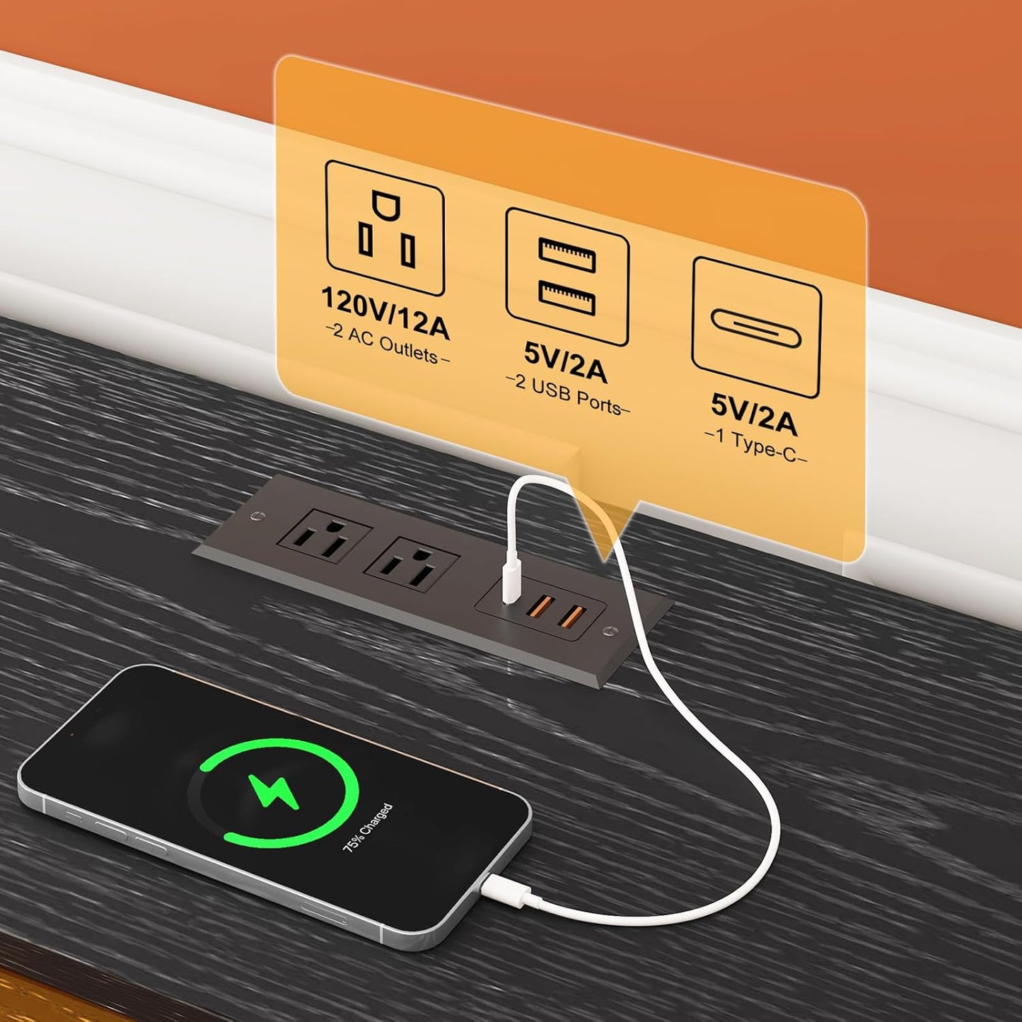 TV Stand with Fireplace, Entertainment Center with Power Outlets and LED Lights, TV Stand Dresser for 50 Inch TV, 6 Drawers with Open Shelves, for Living Room, Black