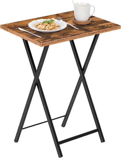 Folding TV Table, TV Tray, Stable Snack Table for Small Space, Portable Sofaside Desk, Easy Assembly and Storage, Ideal for Snacks and Meals in Living Room, Rustic Brown and Black BF15BZ01