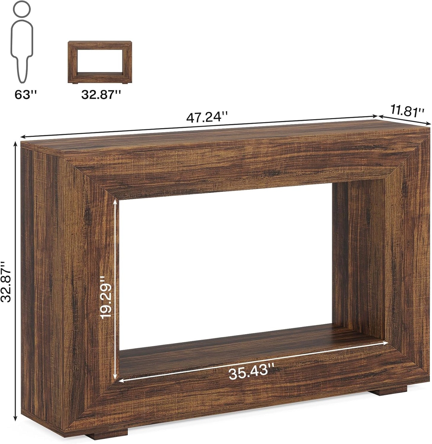 Farmhouse Console Table, 47 Inches Entryway Console Table with Storage, Industrial Hallway Accent Table for Living Room, Entrance
