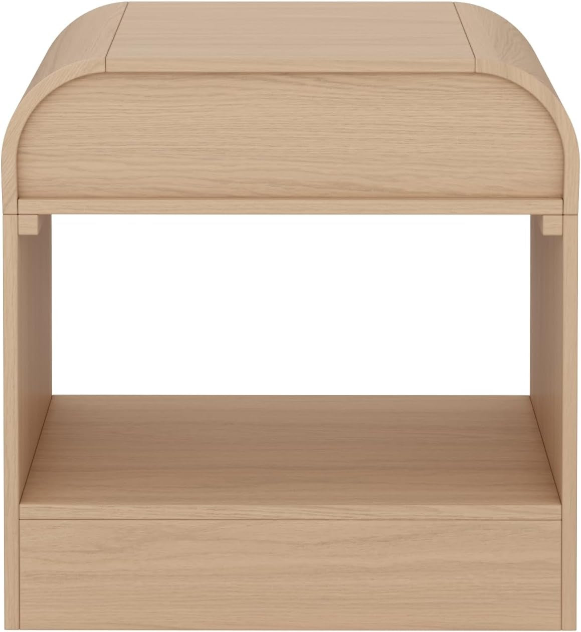 Iris Mid-Century Modern Nightstand with Drawer, End Table with Storage for Bedroom or Living Room with Rounded Silhouette, Light Oak Set of 2
