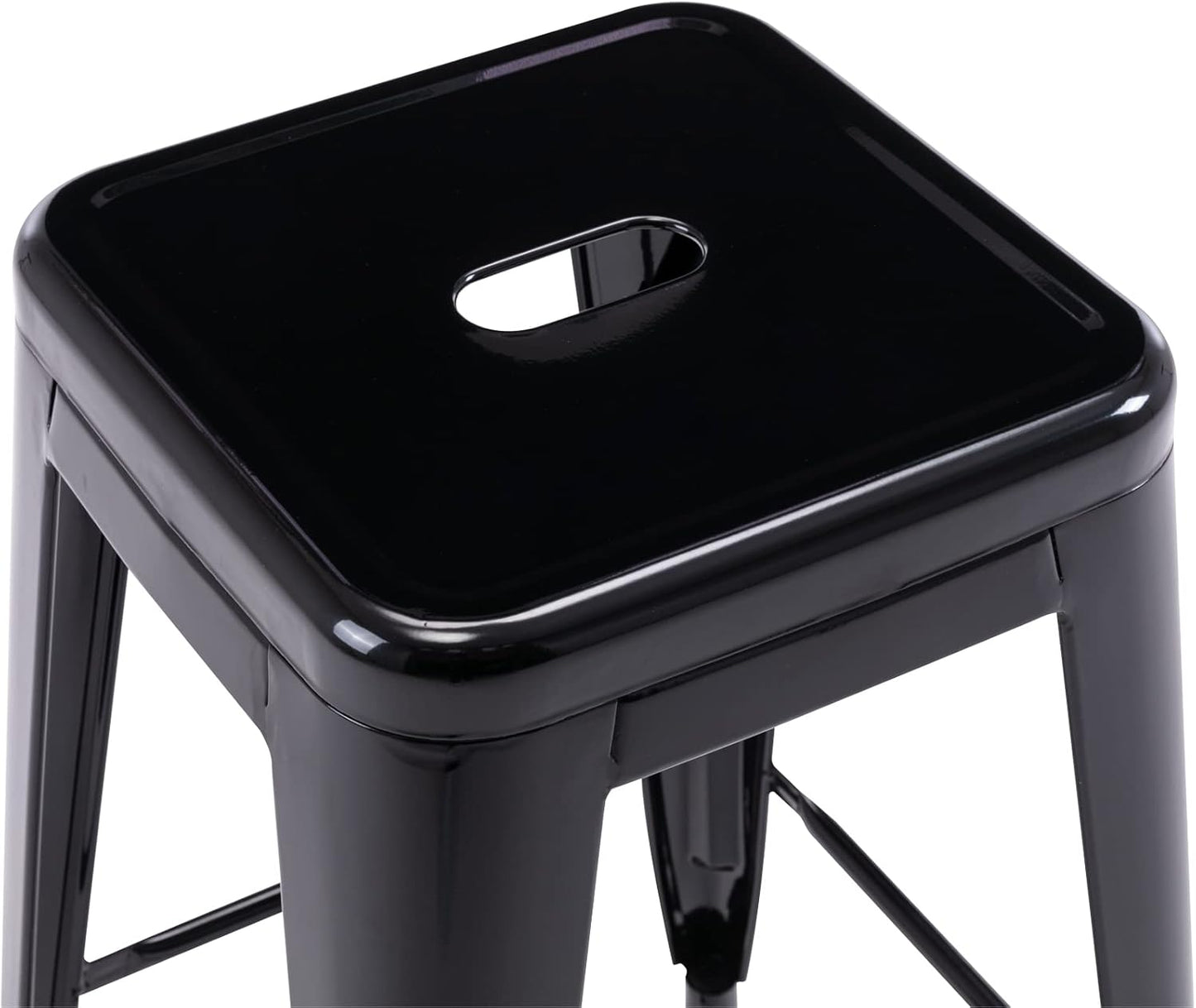 24" Bar Stools Black Backless Metal Barstools Indoor-Outdoor Counter Height Stools with Square Seat, Set of 2 - VF1571001