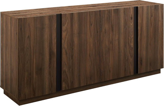 Liss Contemporary 4-Door Minimalist Sideboard, 70 Inch, Dark Walnut