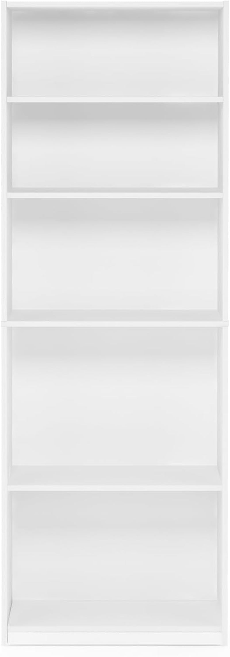 JAYA Book Shelf, 5-Tier Bookshelf, Bookcase with Adjustable Shelves, 9.5 X 24.5 X 71.2, for Organization and Storage, for Living Room, Bedroom, Home Office, White