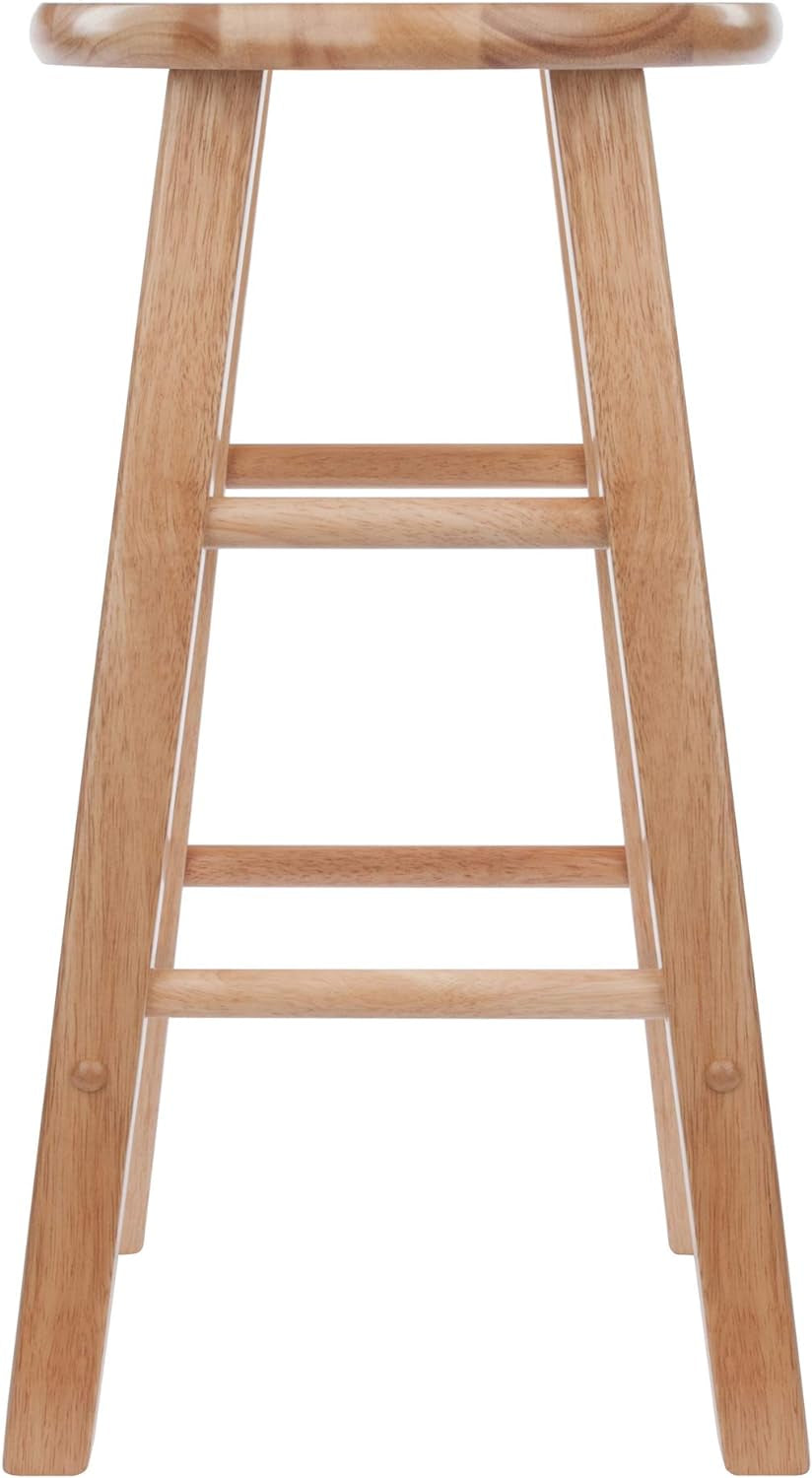 Element 2-Piece 24In Counter Stool Set, Natural Finish, Solid Wood, Modern Design