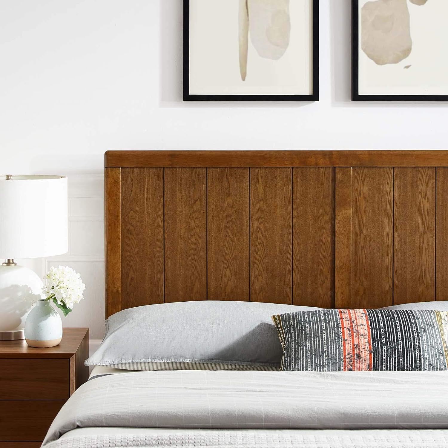 MOD-6218-WAL Robbie Queen Wood Headboard, Walnut
