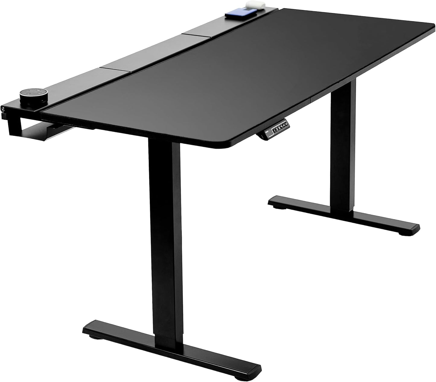 Electric 60 X 30 in Standing Adjustable Gaming Desk with Hidden Cable Trays, Full-Size Mouse Pad, Black Top Black Frame, DESK-KIT-1B6-P3B