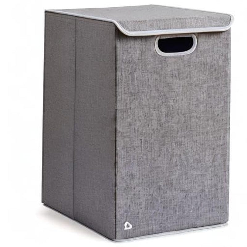 Grey collapsible kids laundry hamper with lid, view 8