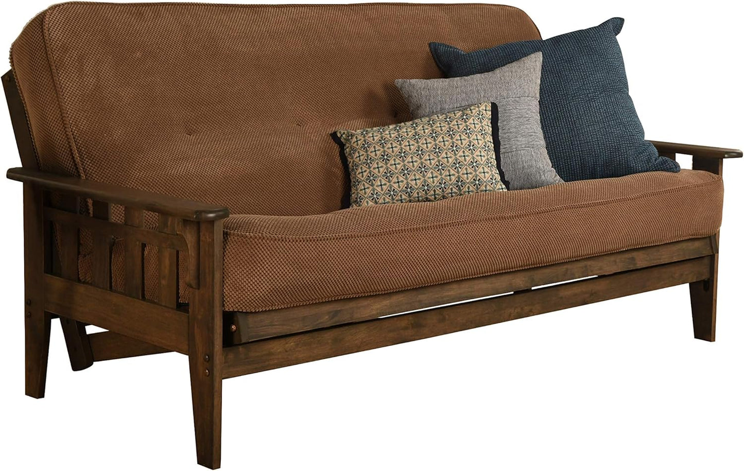 Tucson Full Size Futon Set in Rustic Walnut Finish, Marmont Mocha