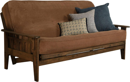 Tucson Full Size Futon Set in Rustic Walnut Finish, Marmont Mocha