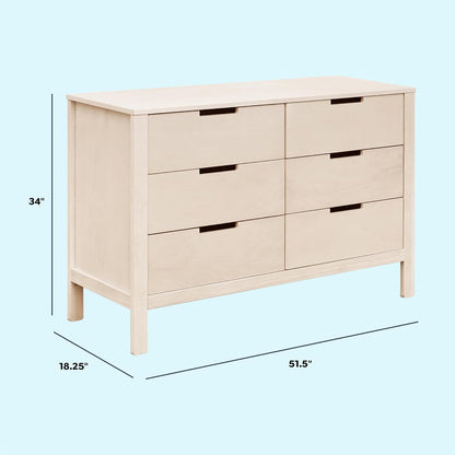 Carter'S by Colby 6-Drawer Baby Dresser for Bedroom - Kids Dresser for Boys & Girls - Double Chest of Drawers for Nursery - Versatile Wooden Dresser for Living Room & Hallway - Washed Natural