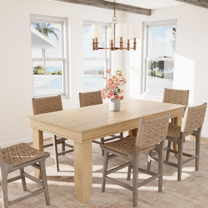 Farmhouse Dining Table for 6-8 People, 71 in Long Kitchen Tables with Wooden Sturdy Frame, 6 Ft Large Rectangular Dinner Table for Dining Room, Kitchen (Natural, 71" Non-Extendable)