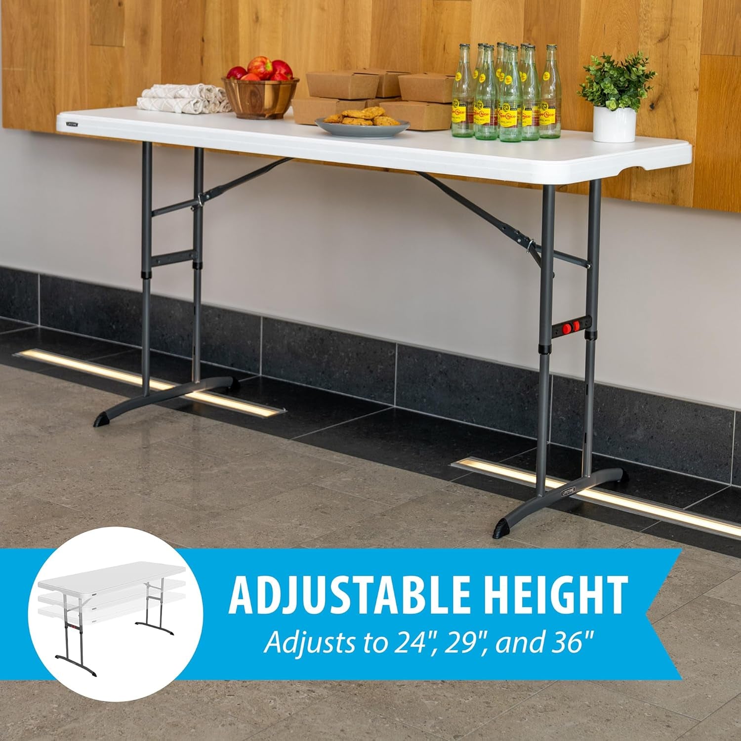 6-Foot Adjustable Height Nesting Table, Commercial, White Granite