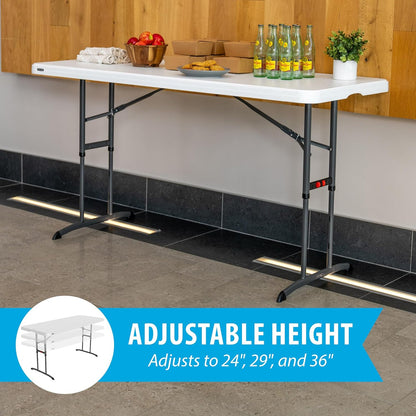 6-Foot Adjustable Height Nesting Table, Commercial, White Granite