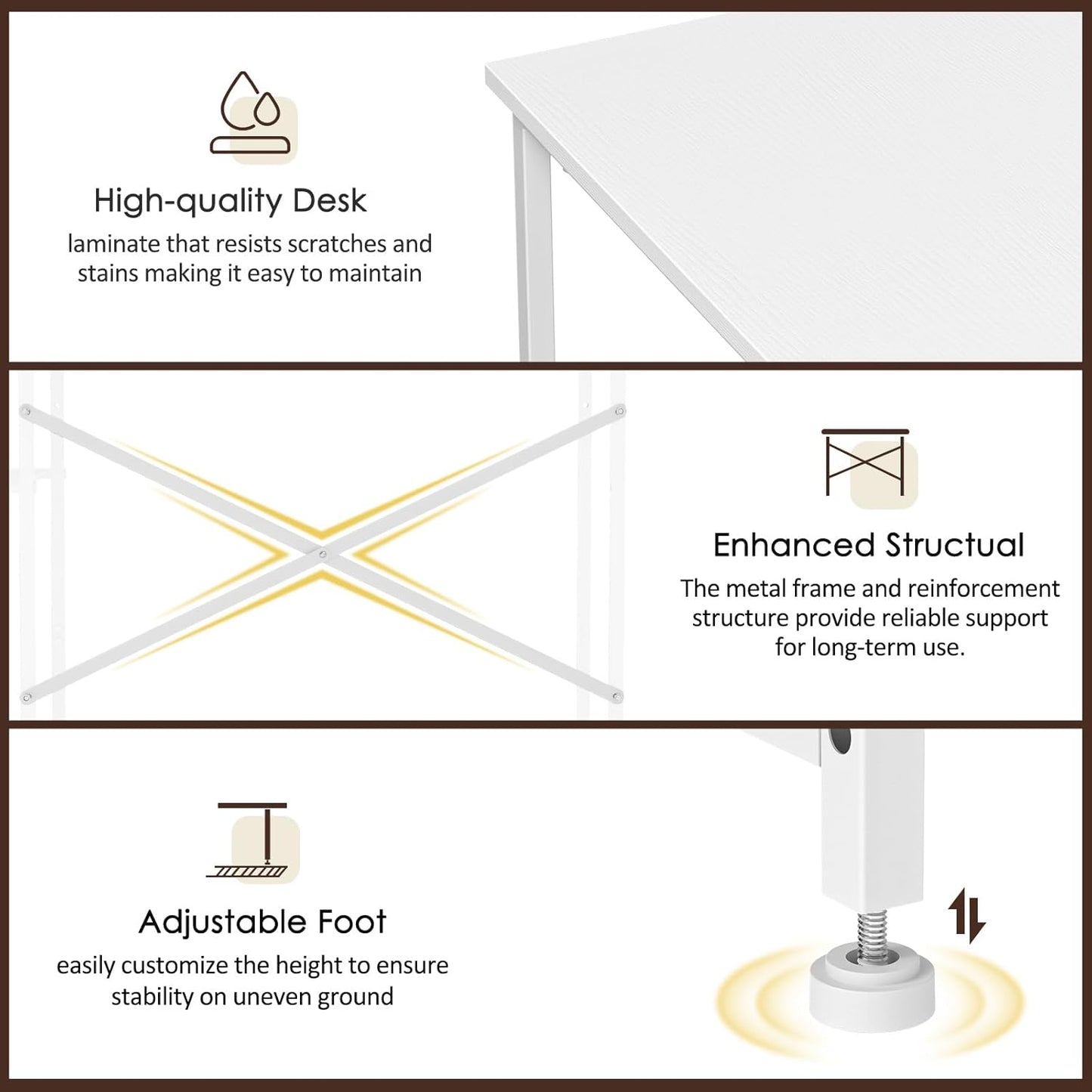 White Computer Desk, 36 Inch Small Desk with Drawers, Home Office Desk with Storage Shelves for Bedroom, Living Room, Dorm, Vanity Desk for Small Spaces, White