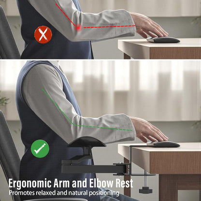 Ergonomic Arm/Elbow Rest for Desk - Foldable Rotatable Elbow Support for Computer Desk, Office & Gaming Comfort (Black)