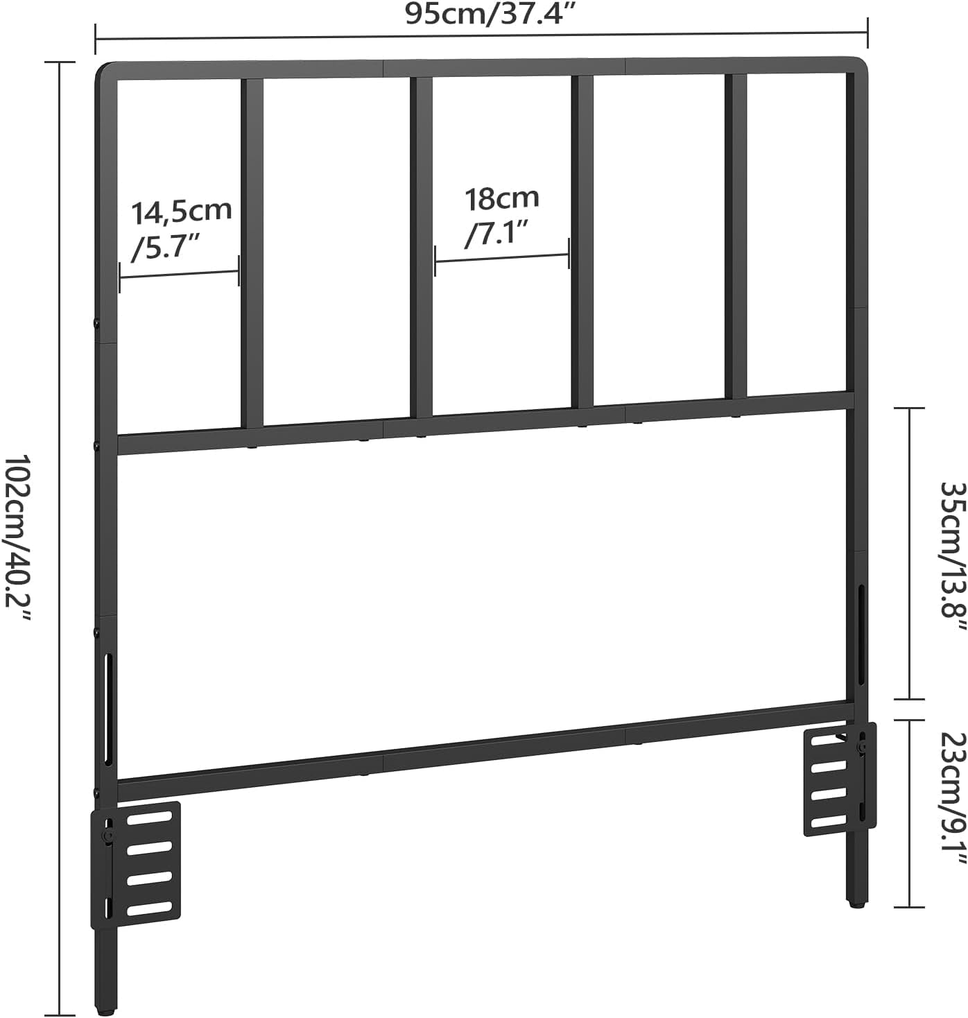 Headboard Twin Size, Metal Headboards with Universal Adapters, Adjustable Height, Modern Head Board Twin Size Only for Bedroom, Black
