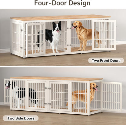 42 Inch Heavy Duty Dog Crate Furniture for Large and Medium Dogs, Decorative Pet House End Table, Wooden Cage Kennel Furniture Indoor, Black