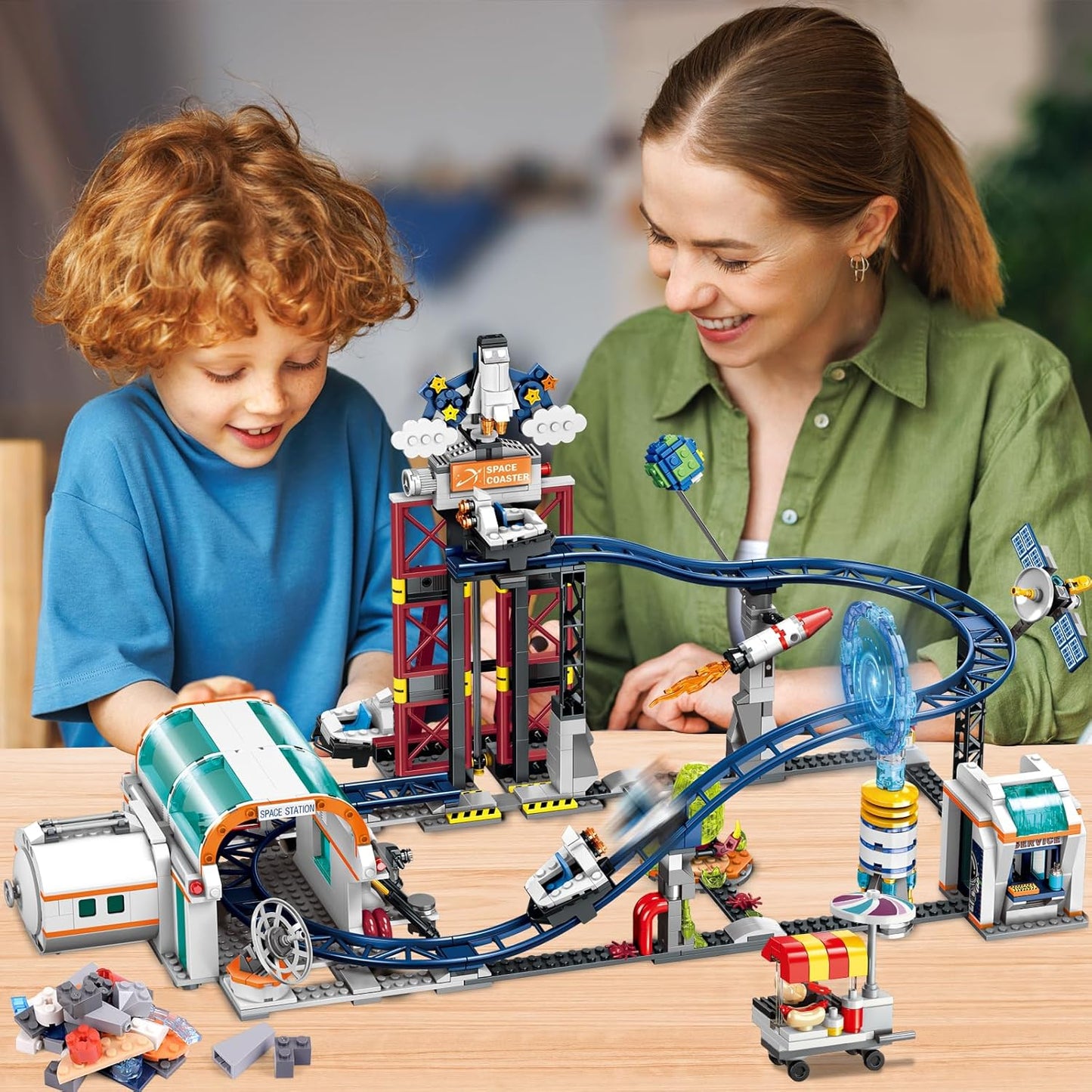 Space Roller Coaster Building Toy - 926PCS Coaster Building Set Features Lift Platform, Satellites, Rocket Buildable Space Rollercoaster Adventure Park for Adults Kids Girl Boy Ages 8+