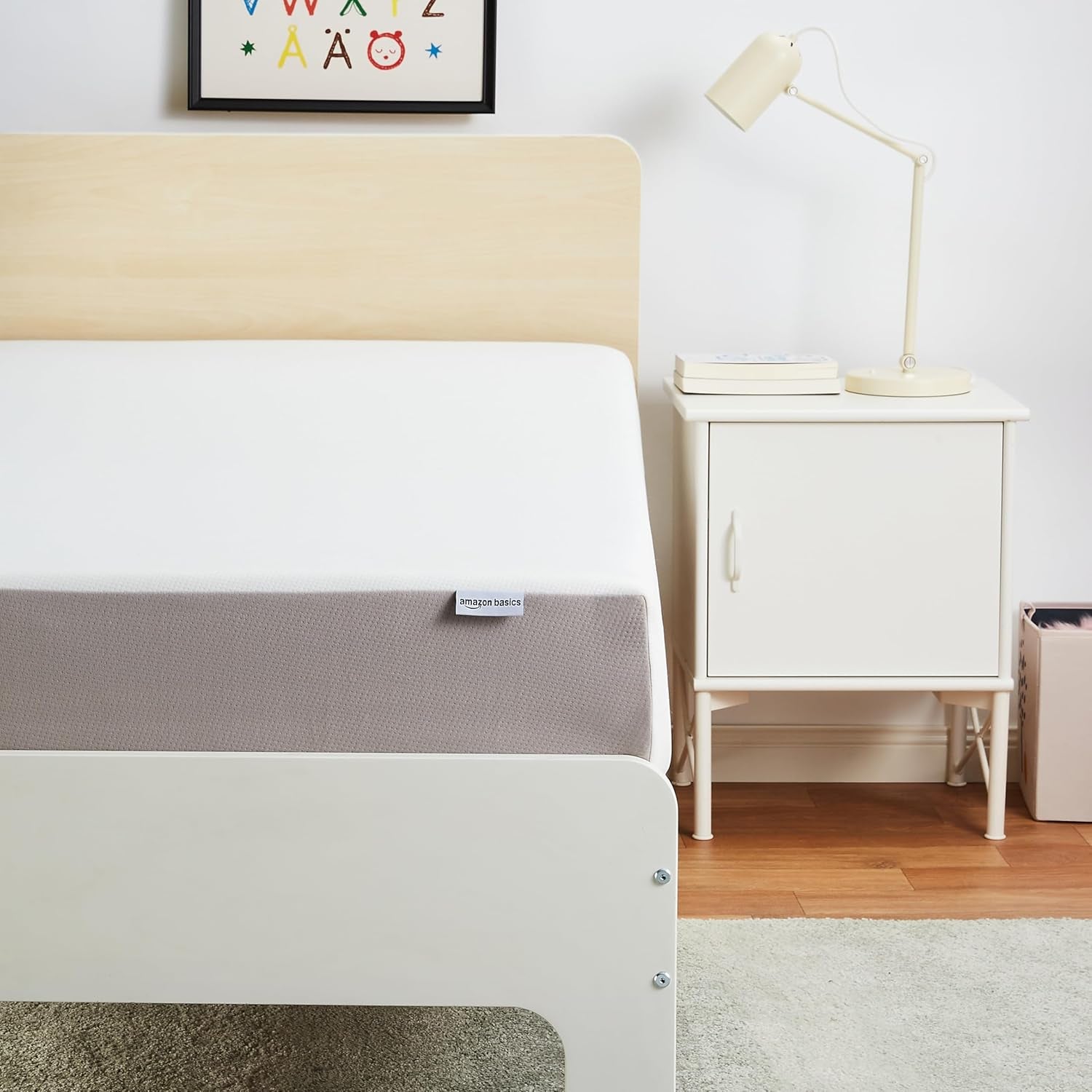 Memory Foam Mattress, Soft Plush Feel, Breathable, Contours to Body, 8 Inch, Twin, White/Grey