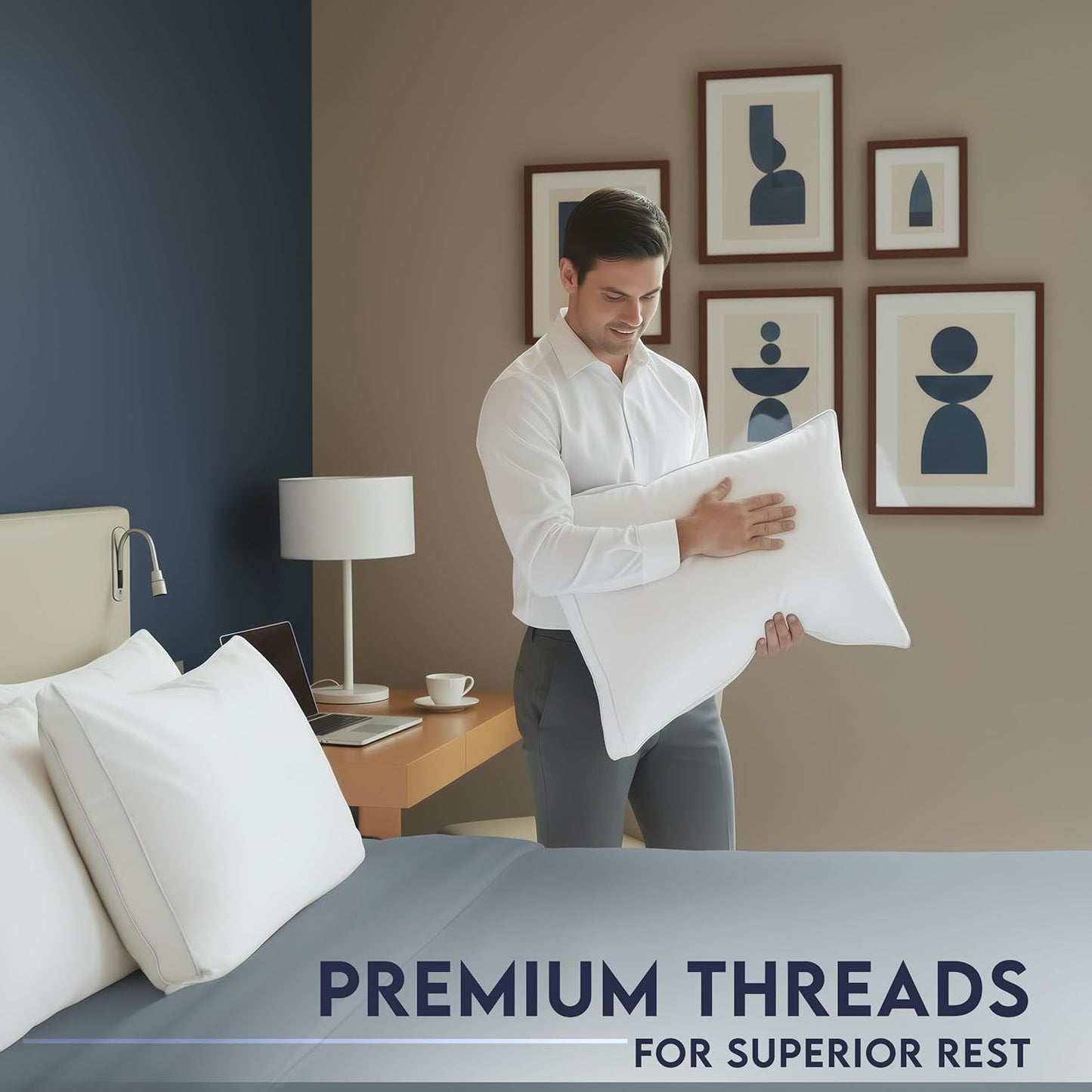 Bed Pillows for Sleeping King Size (White), Set of 2, Soft & Fluffy Pillow with down Alternative Filling, Cooling, Hotel Quality, Gusseted Pillow for Back, Stomach or Side Sleepers