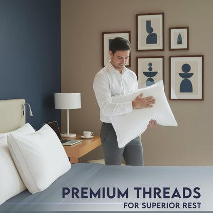 Bed Pillows for Sleeping King Size (White), Set of 2, Soft & Fluffy Pillow with down Alternative Filling, Cooling, Hotel Quality, Gusseted Pillow for Back, Stomach or Side Sleepers