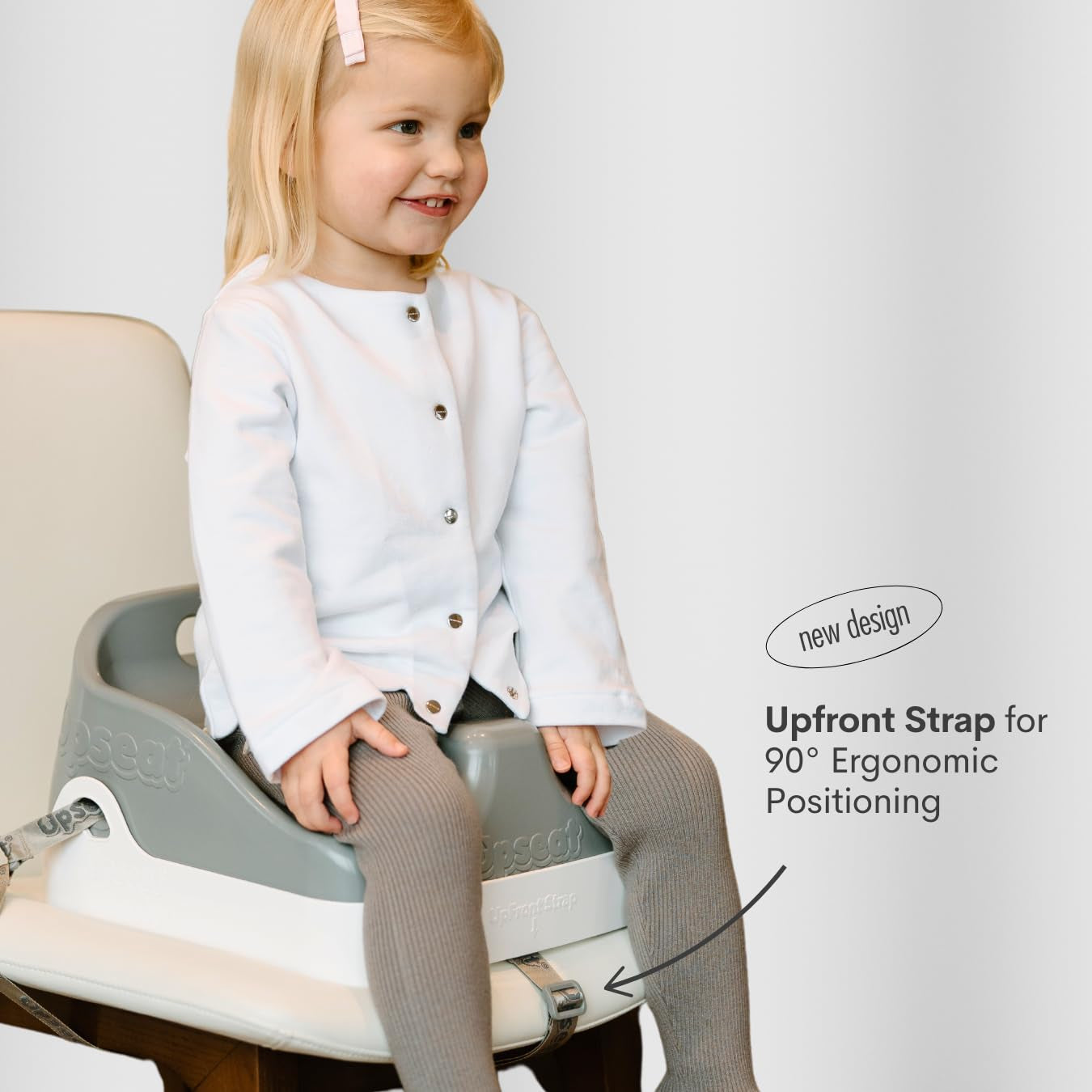 Boost Ergonomic Toddler Booster Seat for Dining Table, Developed with Physical Therapists to Encourage Posture, 3-Point Harness, Easy to Wipe Clean, and Lightweight Gray