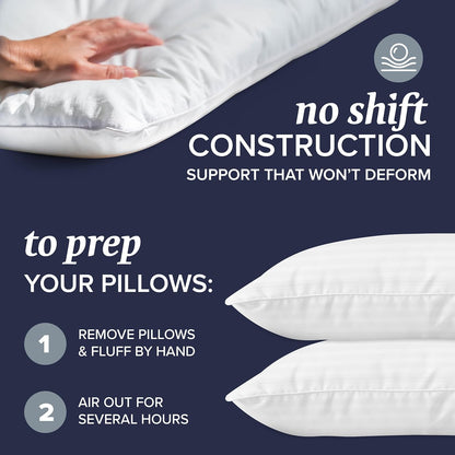 Bed Pillows King Size Set of 2 - down Alternative Pillow for Back, Stomach or Side Sleepers