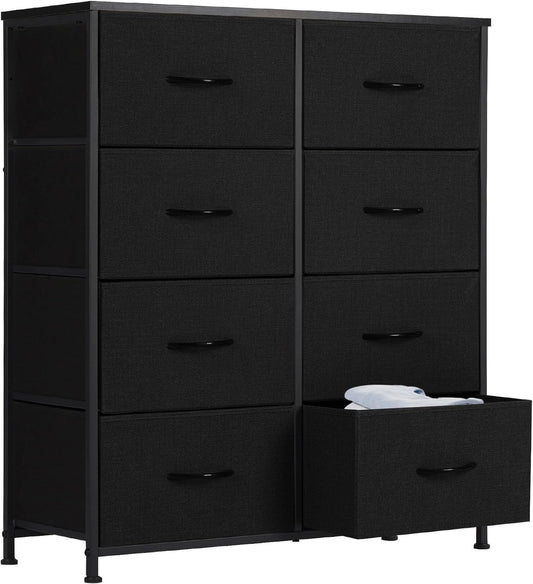 Dresser, Dresser for Bedroom Drawer Organizer Storage Drawers, Fabric Storage Tower with 8 Drawers, Chest of Drawers with Steel Frame, Wood Top for Nursery, Living Room, Closet